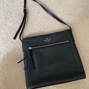 Kate Space Black Pebbled Leather Crossbody